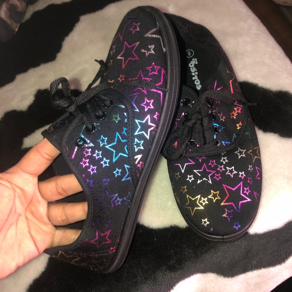 Black sneaks with colorful foil stars